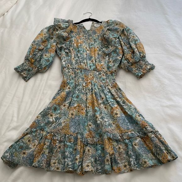 Magali Pascal Petal Dress Ruffle Puff Sleeve in Eden Print Size Small - Picture 7 of 12